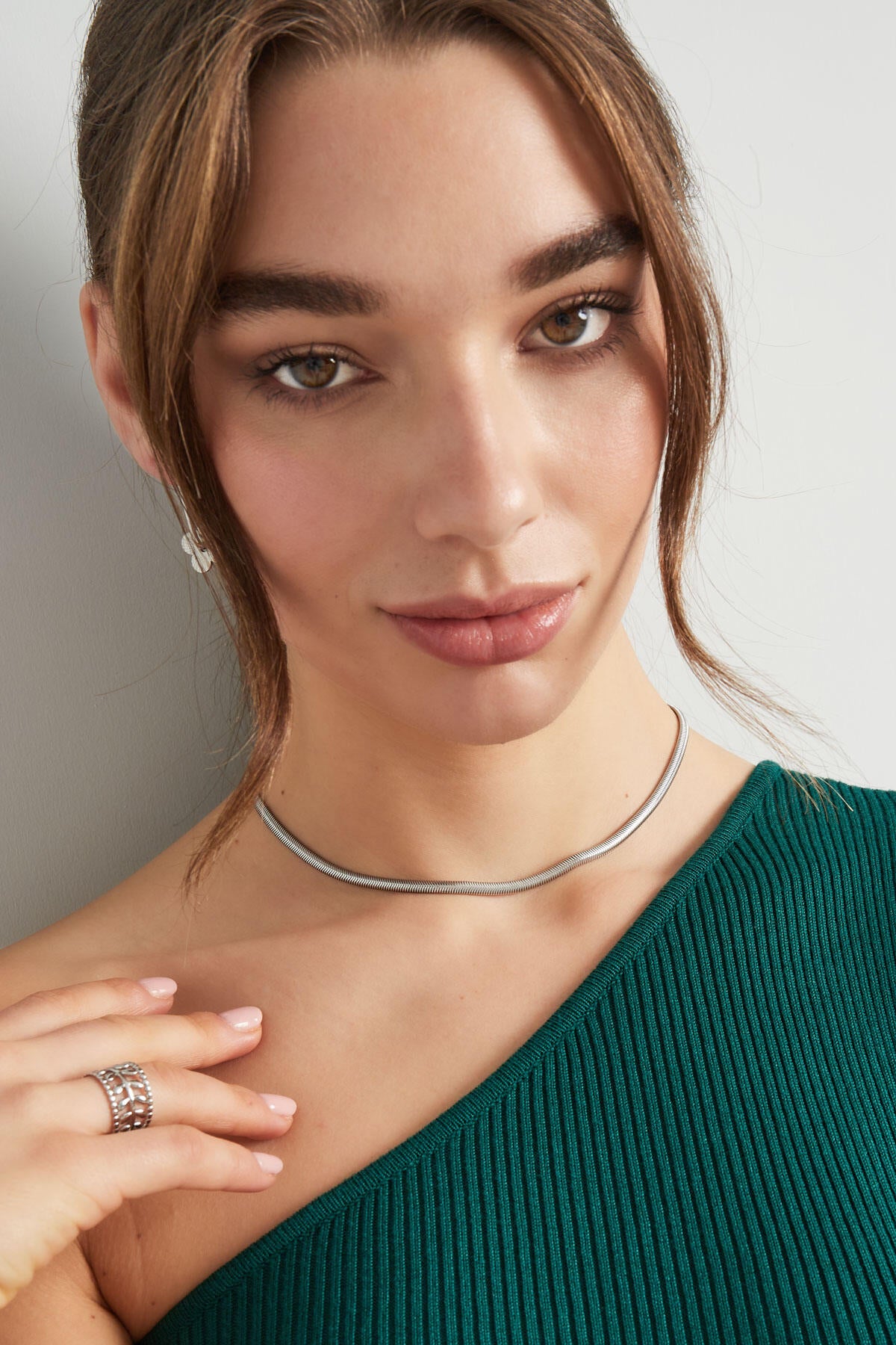 Flat collar with print - gold - 4.0mm