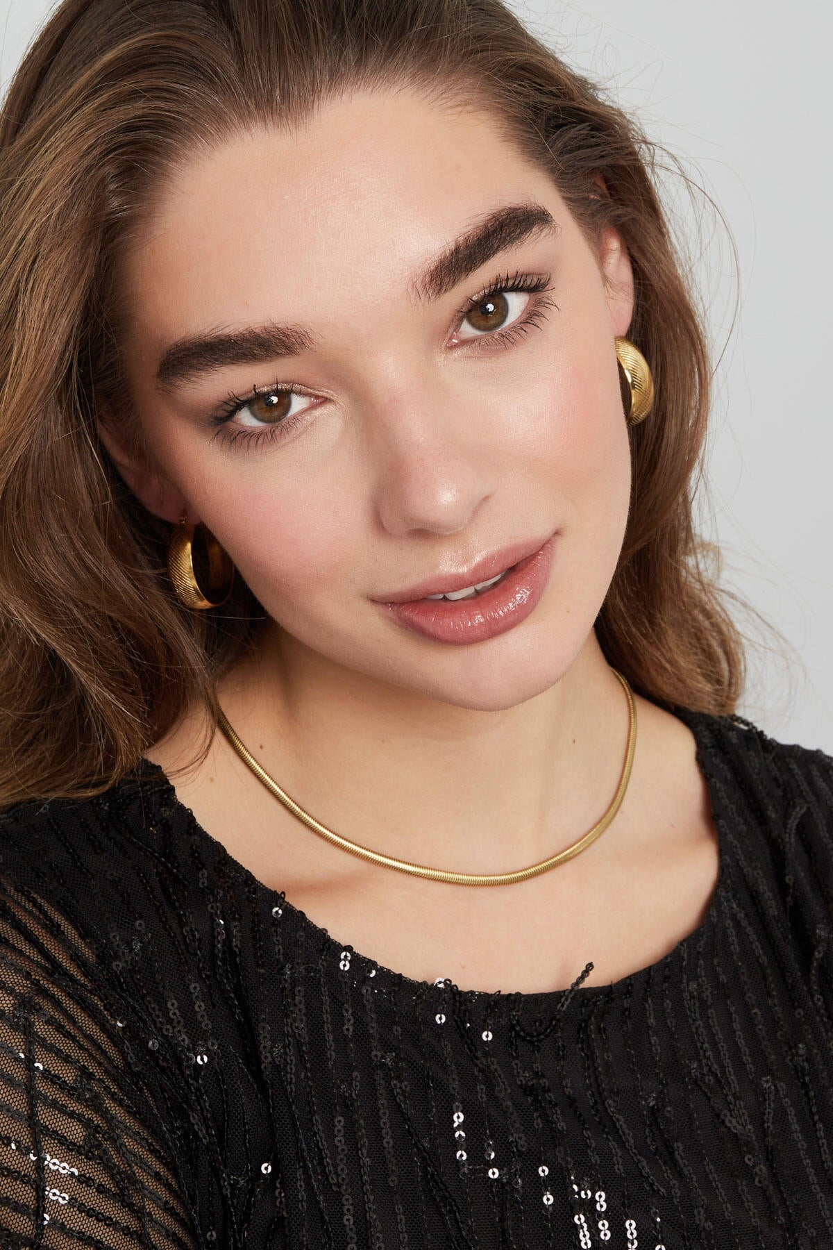 Flat collar with print - gold - 4.0mm