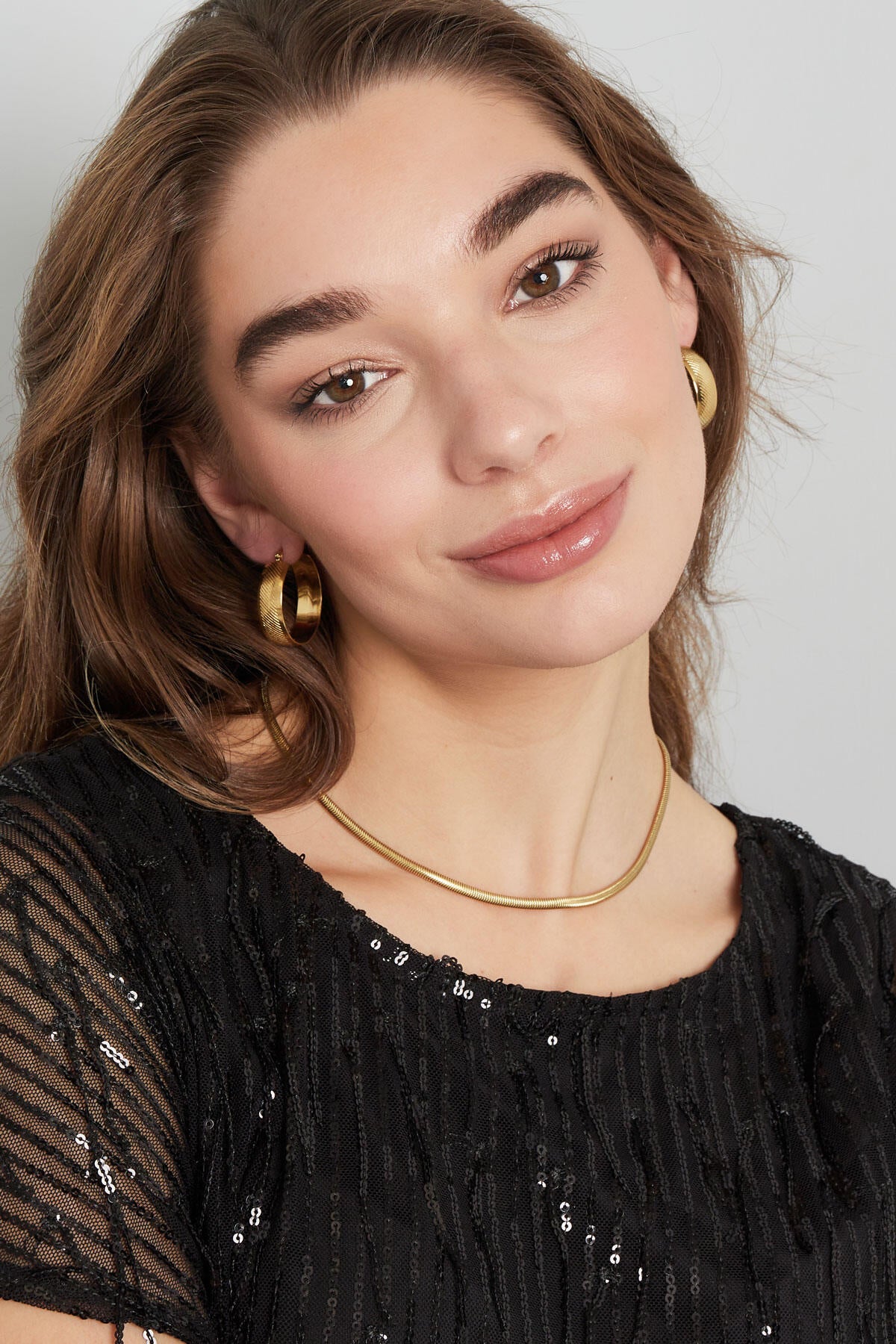 Flat collar with print - gold - 4.0mm