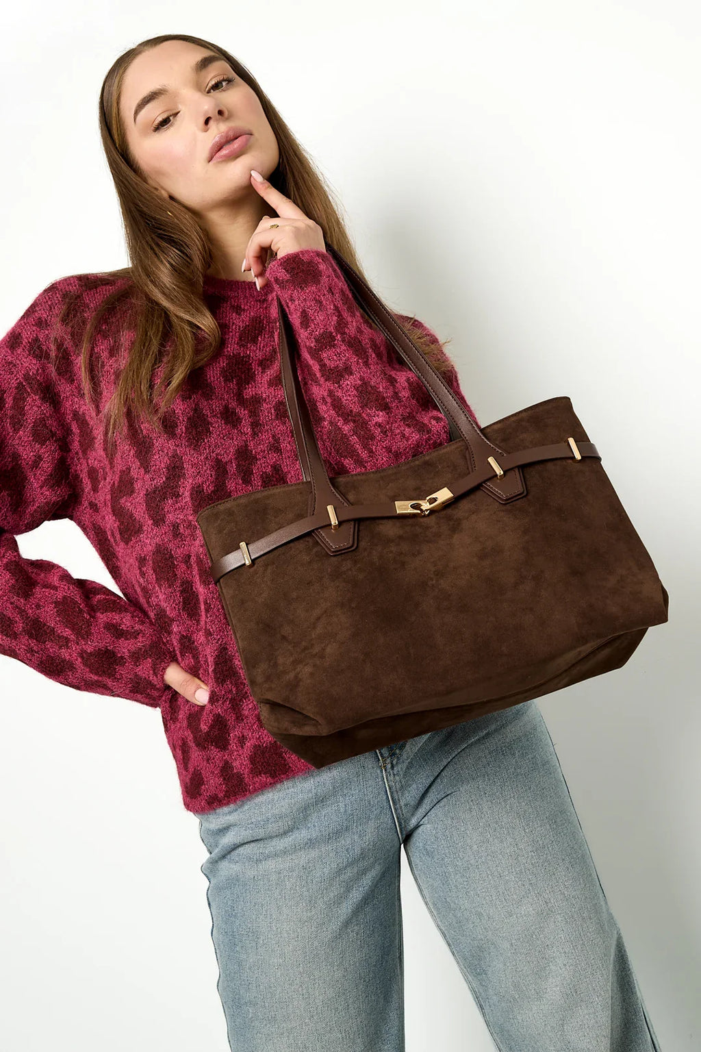 Bolsos tote de color liso, informales, de ante, accesorios para el día a día