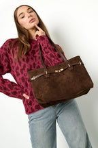 Bolsos tote de color liso, informales, de ante, accesorios para el día a día