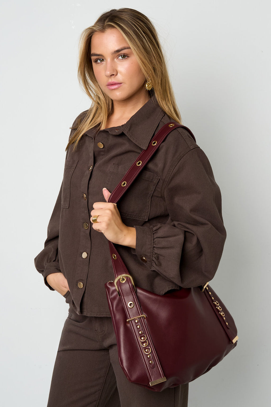 Bolsos de hombro de color sólido, casuales, de PU, accesorios diarios