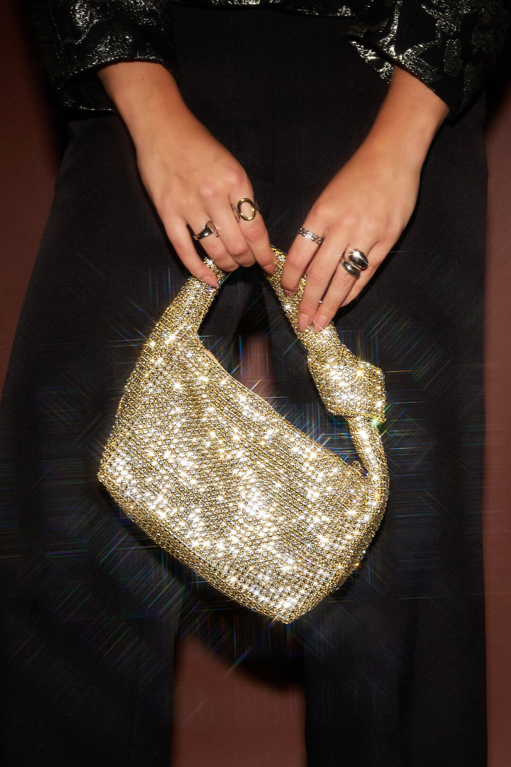 Bolsos de mano de poliéster de color liso, elegantes, accesorios diarios.