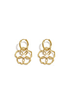 Pendientes colgantes de acero inoxidable chapados en oro de 14 quilates con diseño floral, estilo sencillo para el día a día. Joyería para mujer.