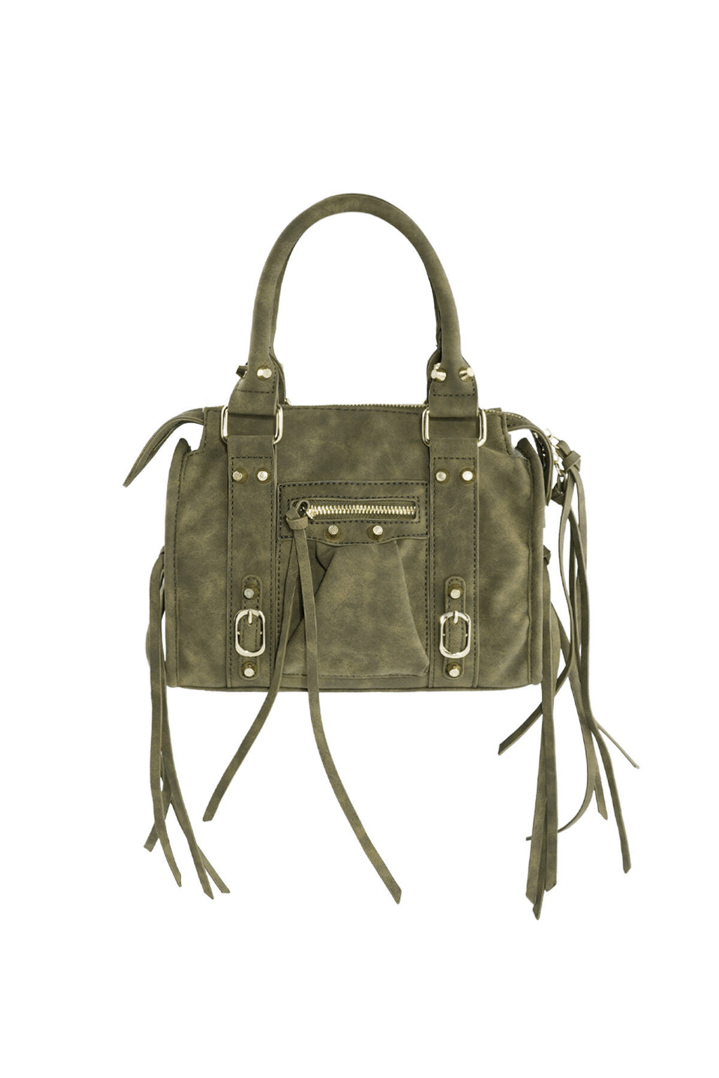 Bolso con flecos y detalles en negro