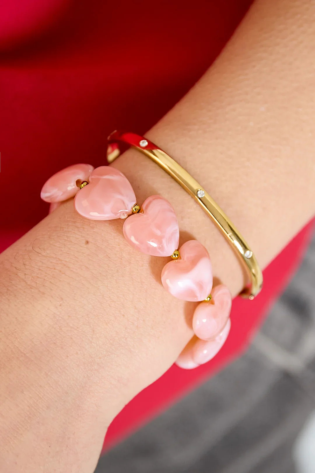 Pulseras de cuentas acrílicas con forma de corazón, informales, diarias, sencillas, joyería para mujer