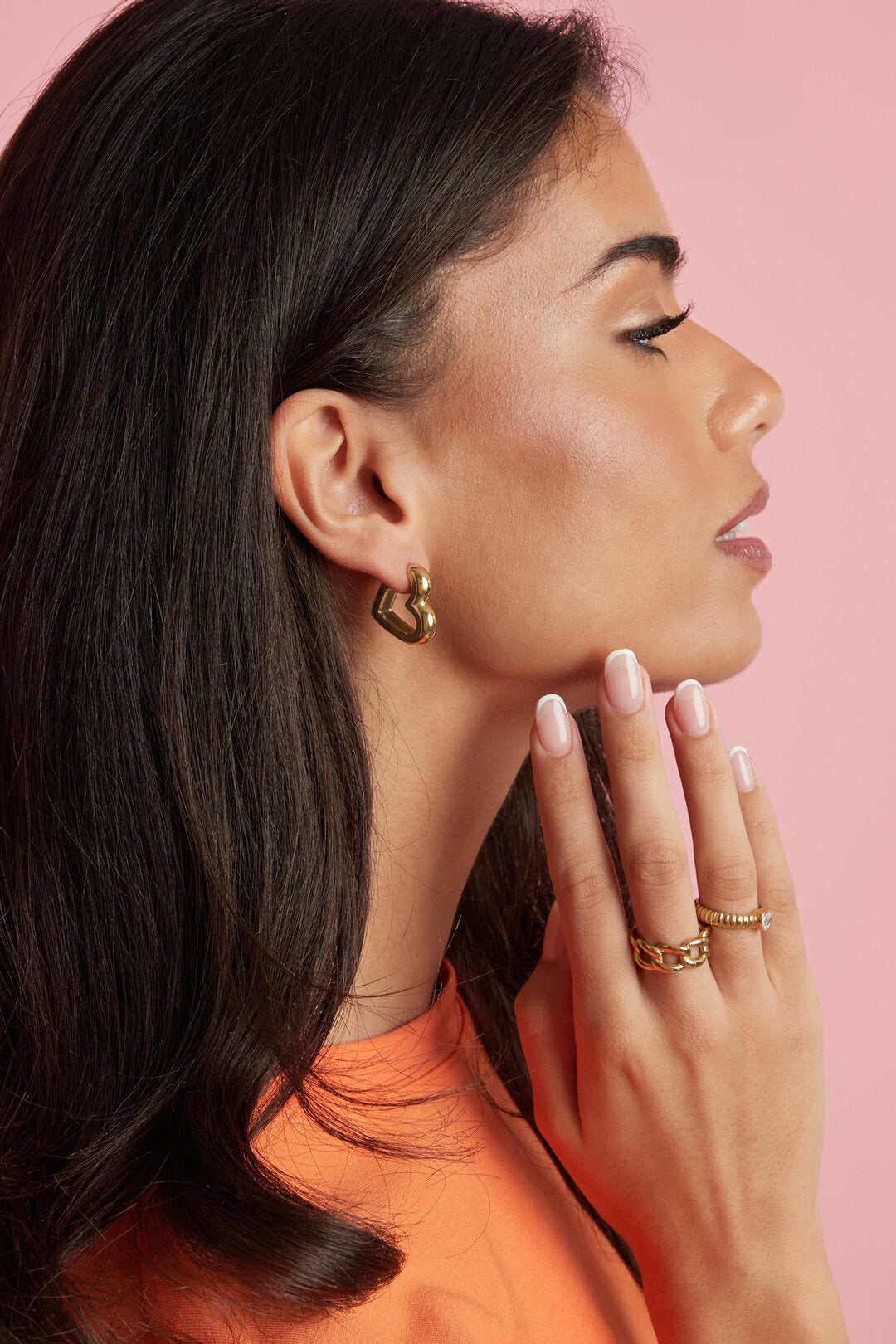 Heart-shaped hoop earrings in three sizes