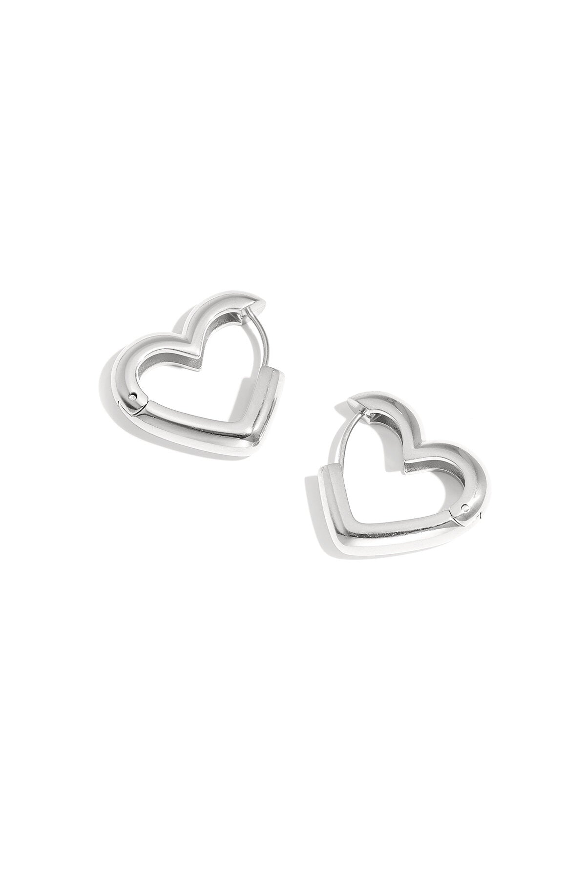 Heart-shaped hoop earrings in three sizes