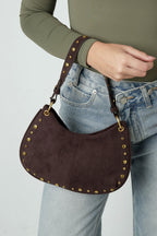Bolsos de hombro con remaches, accesorios casuales de gamuza para uso diario