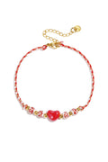 Tobilleras de cuerda con forma de corazón, estilo casual y romántico para mujer.