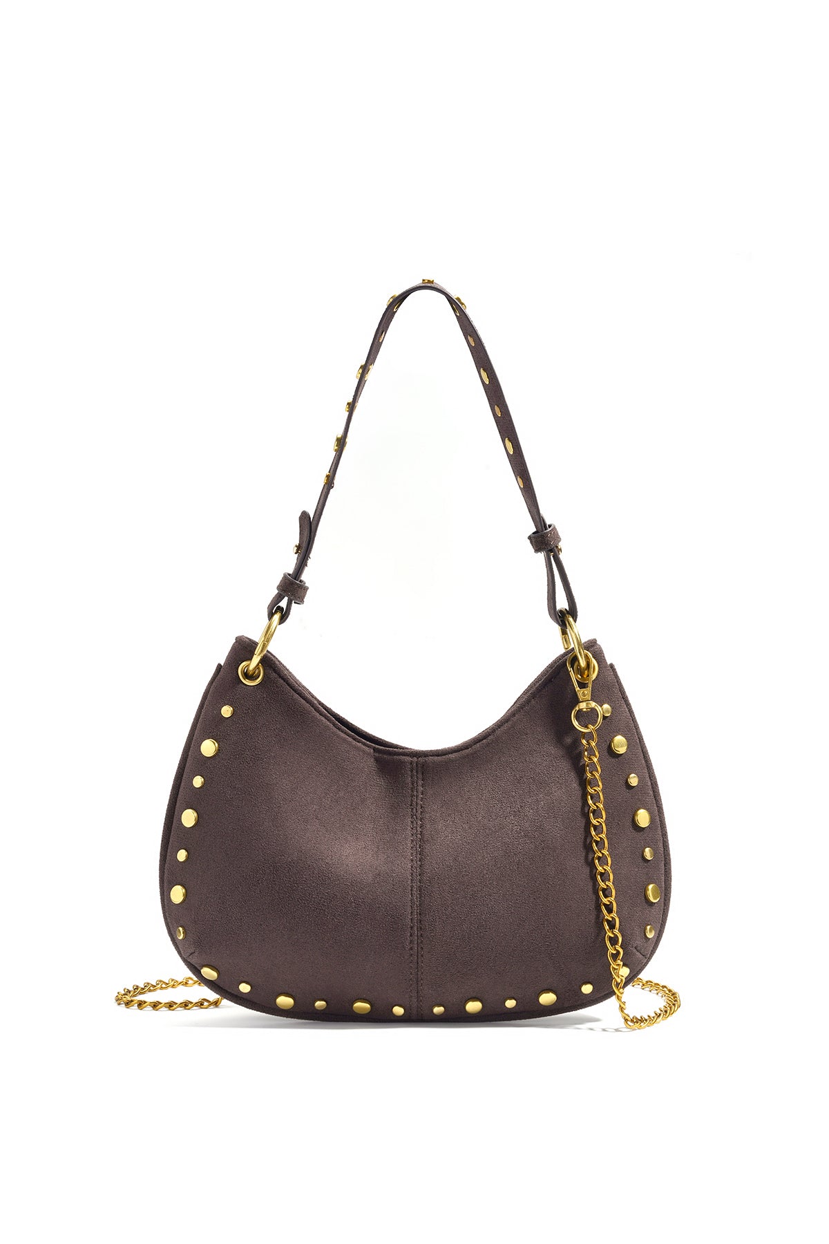 Bolsos de hombro con remaches, accesorios casuales de gamuza para uso diario