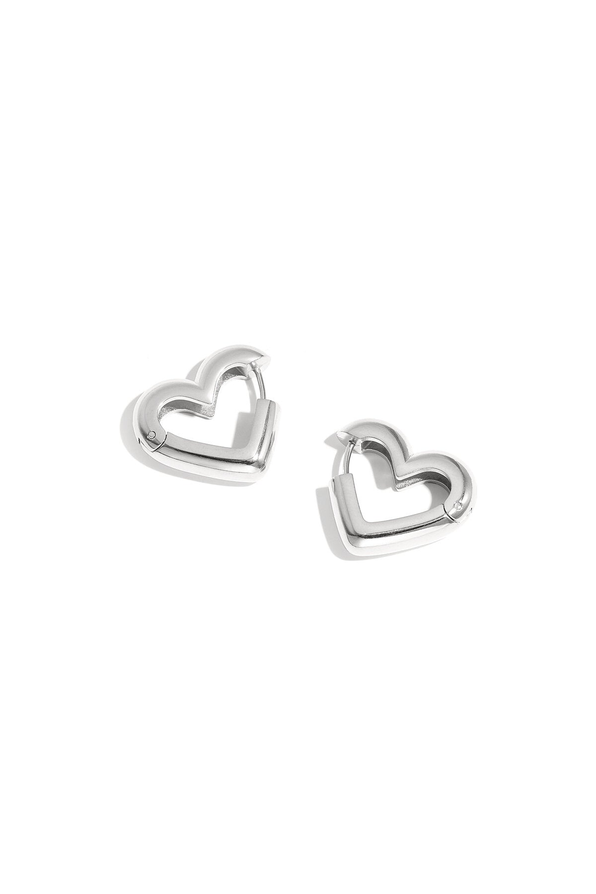 Heart-shaped hoop earrings in three sizes