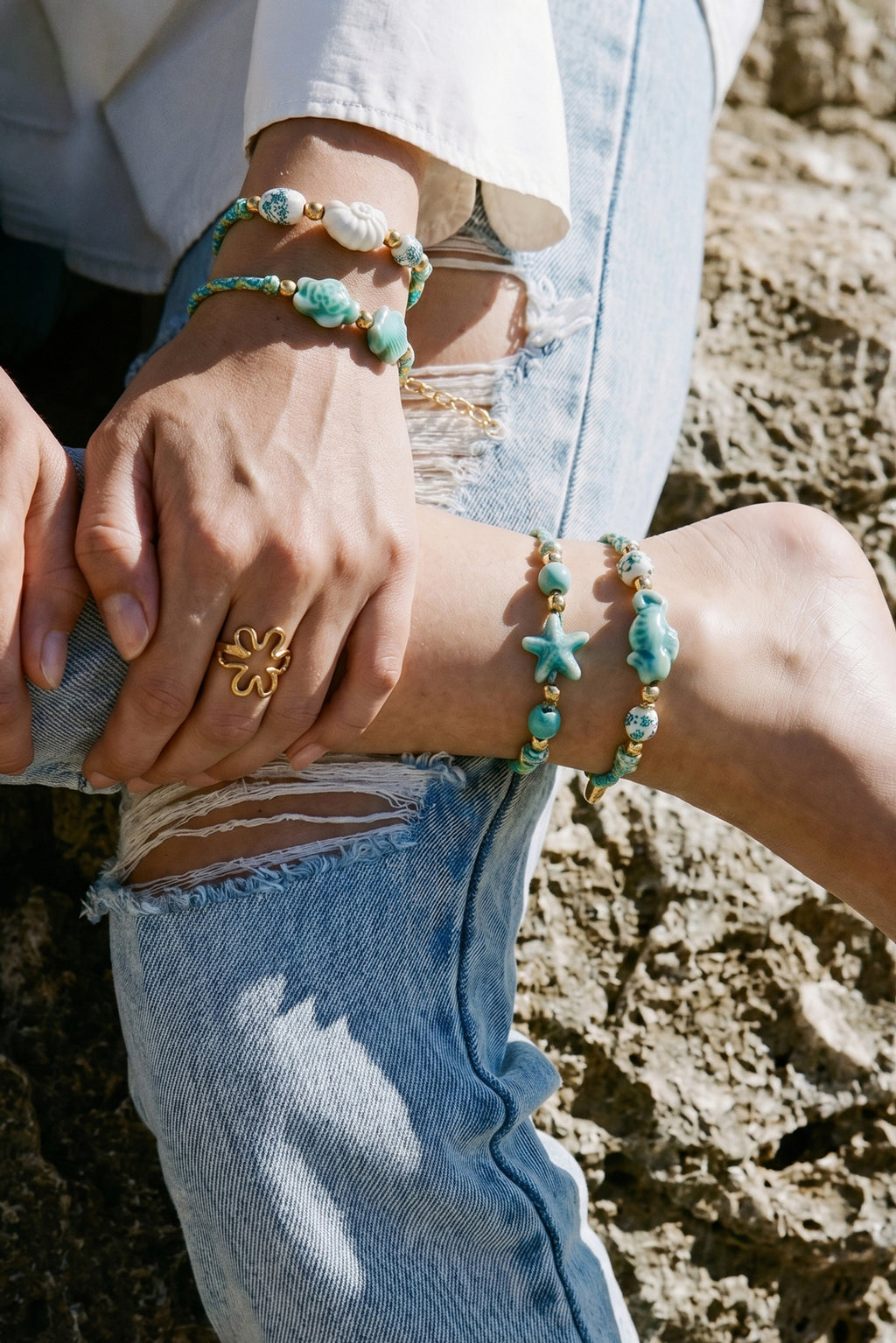 Tobilleras de cuerda con motivos de animales, vacaciones, playa y estilo romántico. Joyería para mujer.