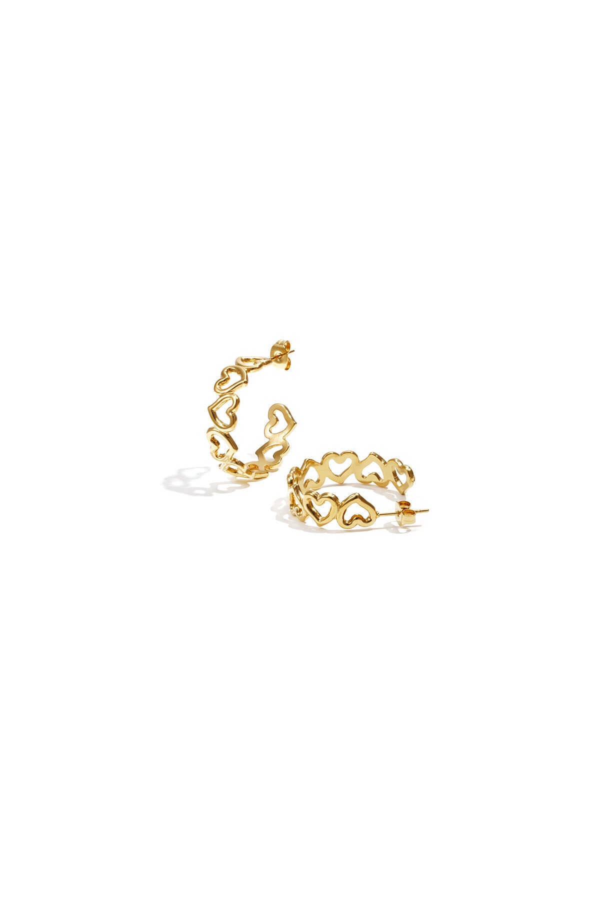Pendientes de aro con corazones alternados