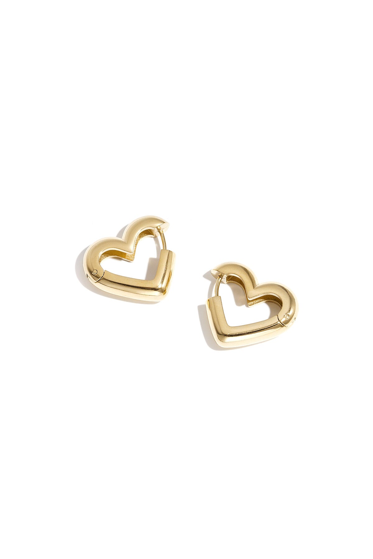Heart-shaped hoop earrings in three sizes