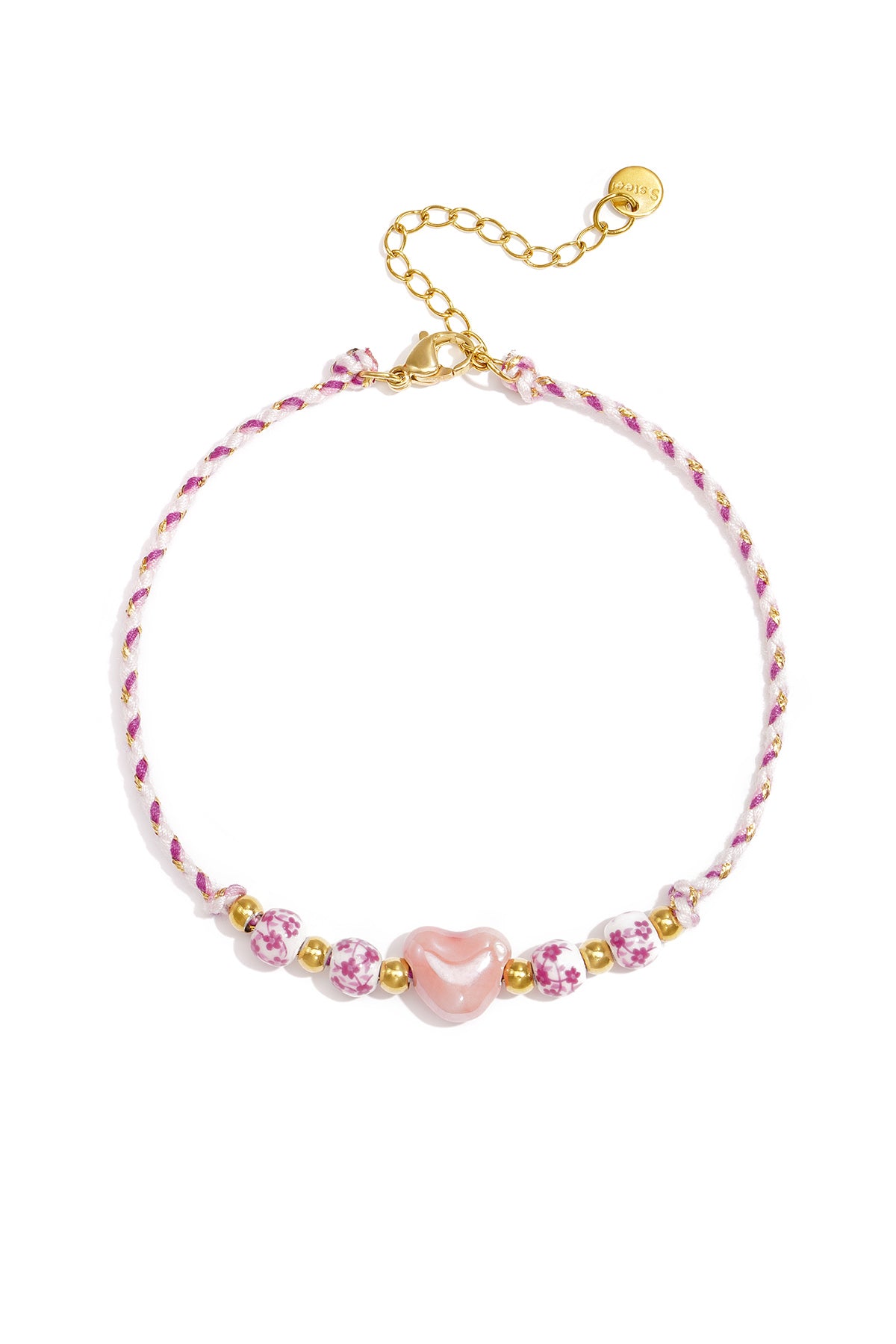 Tobilleras de cuerda con forma de corazón, estilo casual y romántico para mujer.