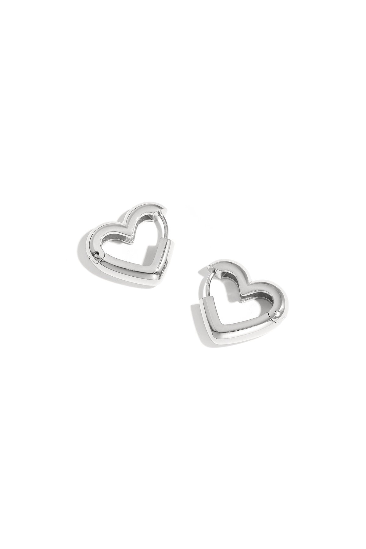 Heart-shaped hoop earrings in three sizes